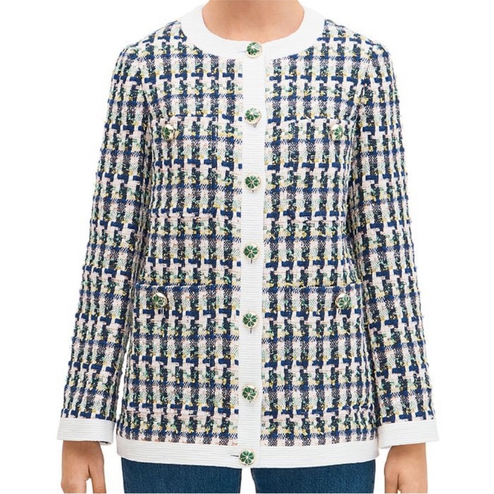 Kate Spade Juniper Pop Tweed Topper Jacket Blazer Size 10